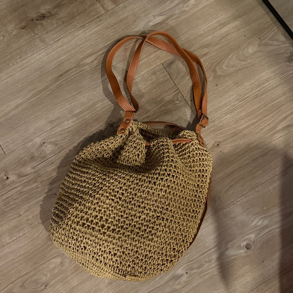 Tan Woven Shoulder Bag